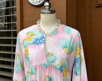 Vestido caftán floral raro/Vestido largo/Vestido largo vintage/Vestido Butterfield raro/Caftán estampado/Caftán vintage/Caftán vintage/En perfecto estado