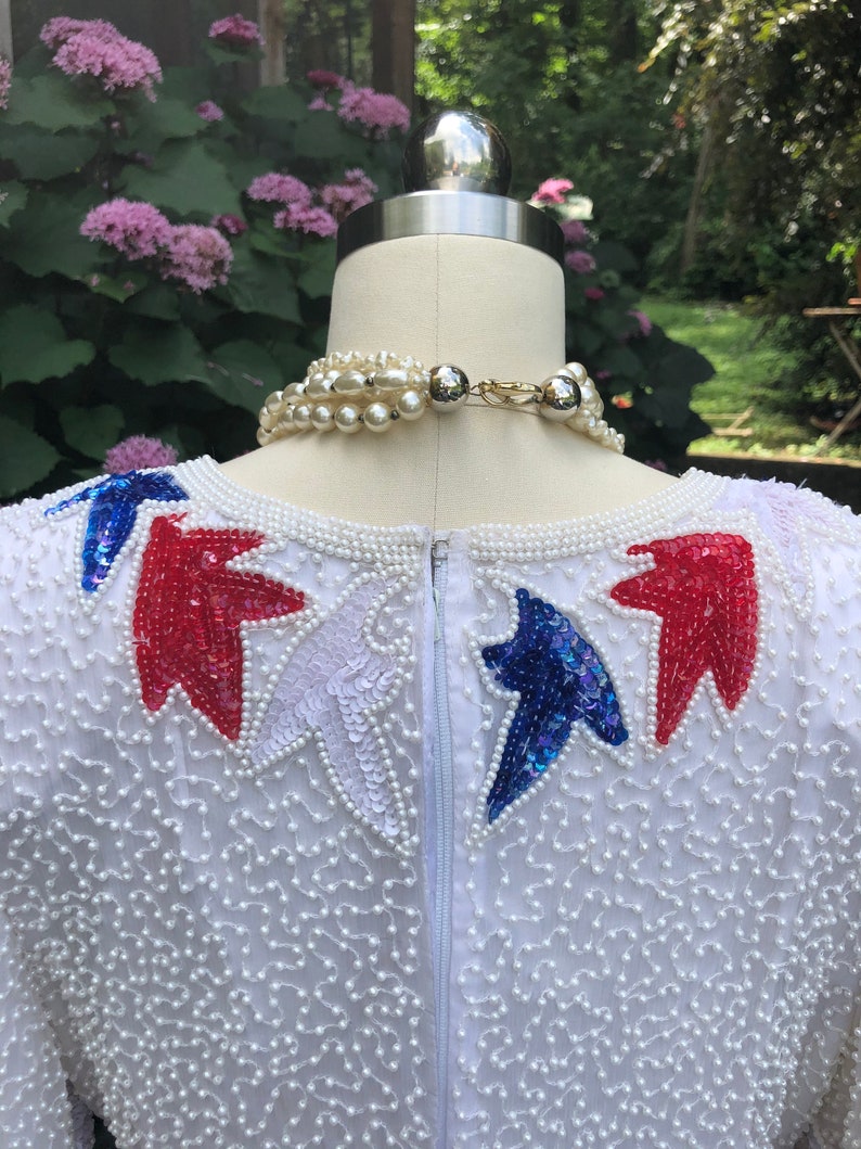 AMERICANA BEADED Tops/80's Beaded Tops/80's Sequins Tops/Beaded Tops/Sequin Tops/Americana Clothing/Vintage Tops/Usa Top/Near MINT Condition image 6