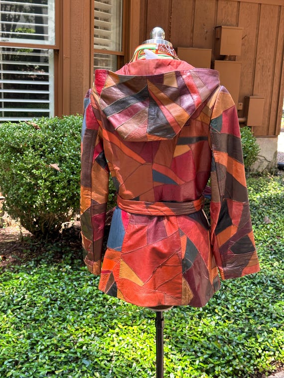 AWESOME 70's LEATHER PATCHWORK Jacket Extra Small… - image 3