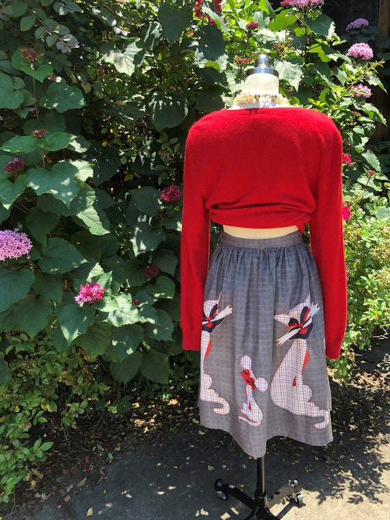 GORGEOUS Handmade Retro Cat and Mouse Skirt/Vintag