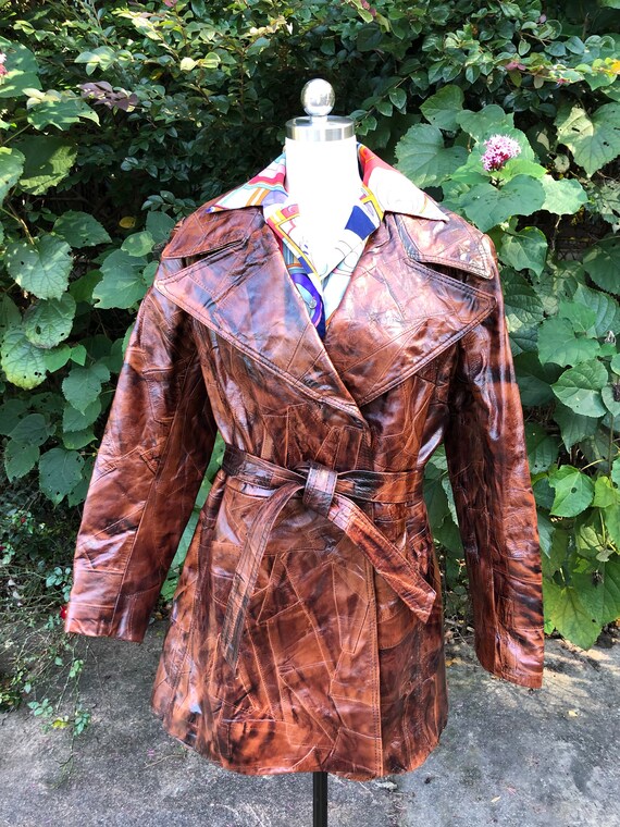 GORGEOUS 70's PATCHWORK Leather Jacket/Patchwork … - image 2