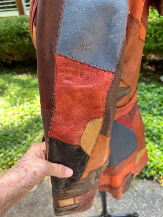 AWESOME 70's LEATHER PATCHWORK Jacket Extra Small… - image 8