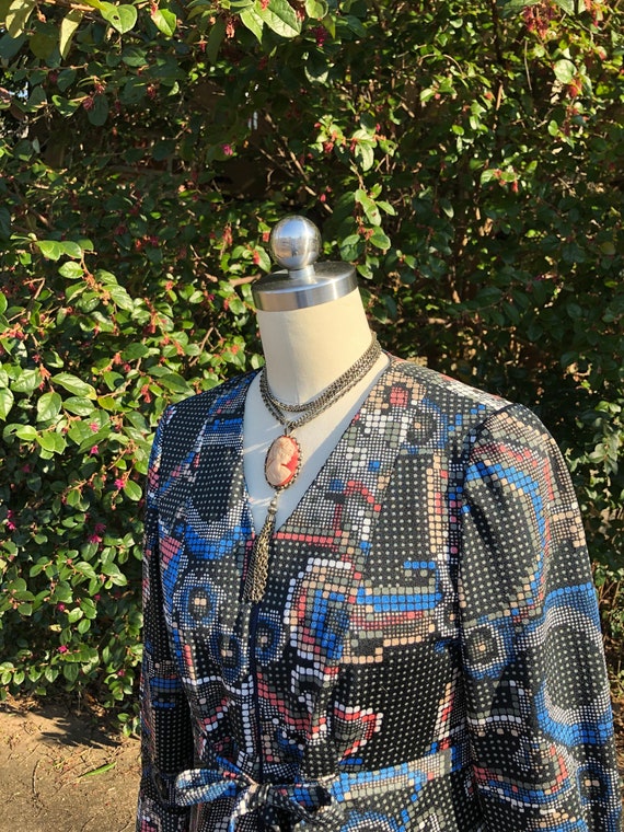 TRAPEZE 60's GEOMETRIC MOD Dress/60’s Art Dress/Dot Art Dress/60’s Fashion/60’s Mod Dress/60’s Dresses/Empire Waist Dress/Mint Condition