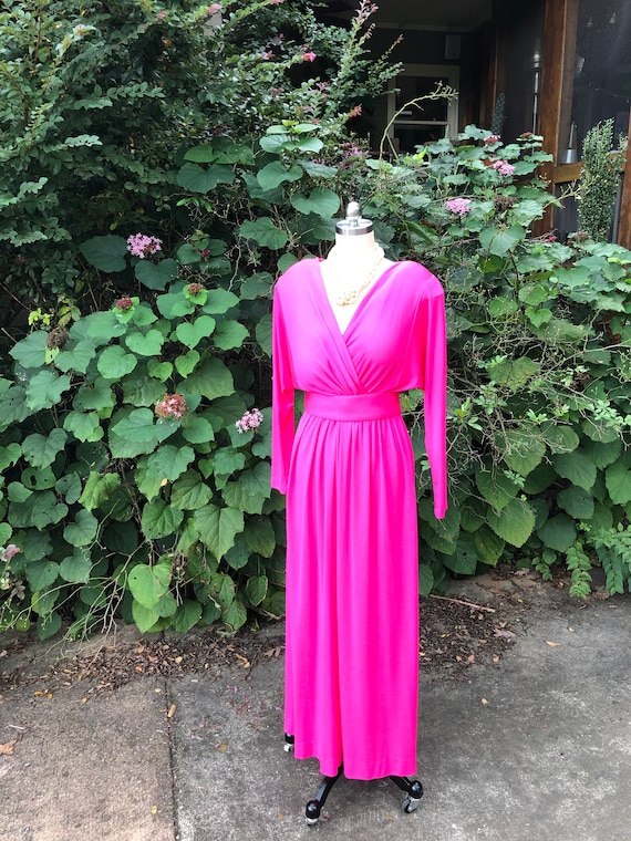 Late 60s Neon Green Maxi Nightgown by Elisabeth Stewart ML