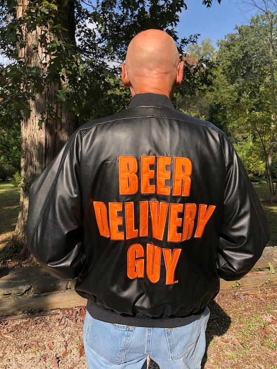 BEER DELIVERY GuyJacket/Faux Leather Jacket/Black