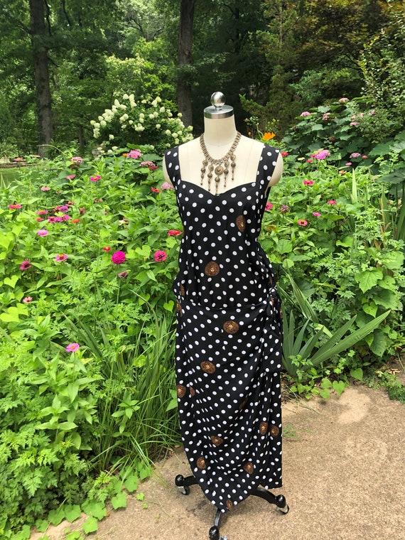 RARE 80's WRAP DRESS/Dotted Dress/Vintage Wrap Dr… - image 10