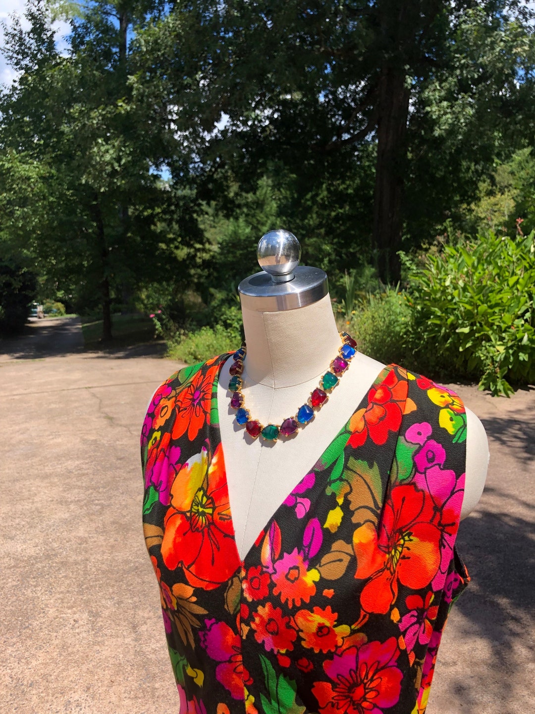 Vintage 70s Floral Retro Dress | XS-S