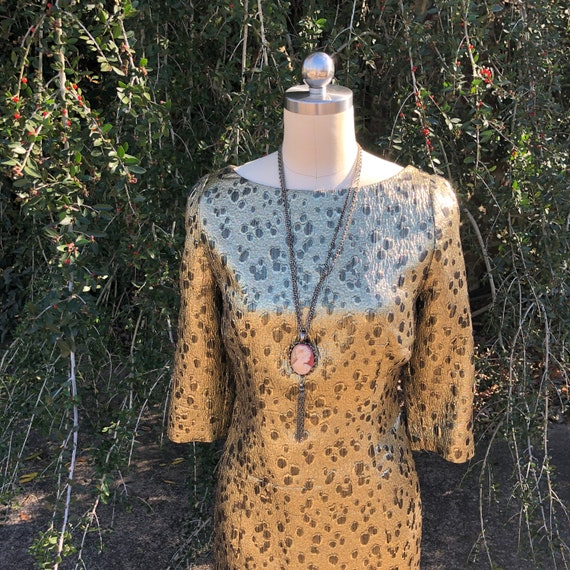 GOLD LAME Sheath Dress/Vintage Cocktail Dresses/La