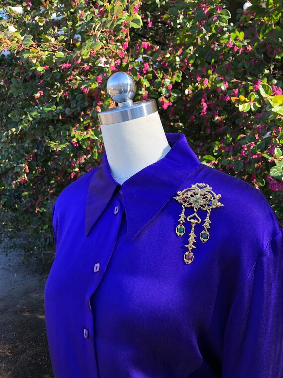 LAUREL ESCADA Purple Blouse/80's Silk Blouses/Laur