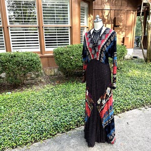 GORGEOUS 70&#39;s INDIAN COTTON Dress/70’s Hippie Dress/Boho Dress/Indian Print Dress/Bohemian Dresses/Cotton Maxi Dresses/Mint Condition