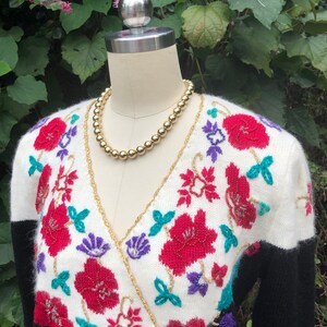 80's FLORAL BEADED Sweater/80’s Sweaters/80’s Fashion/vintage Floral ...