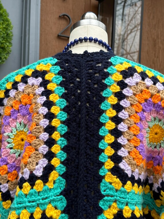 UNIQUE Granny Squares Sweater Jacket/Handmade Swe… - image 6