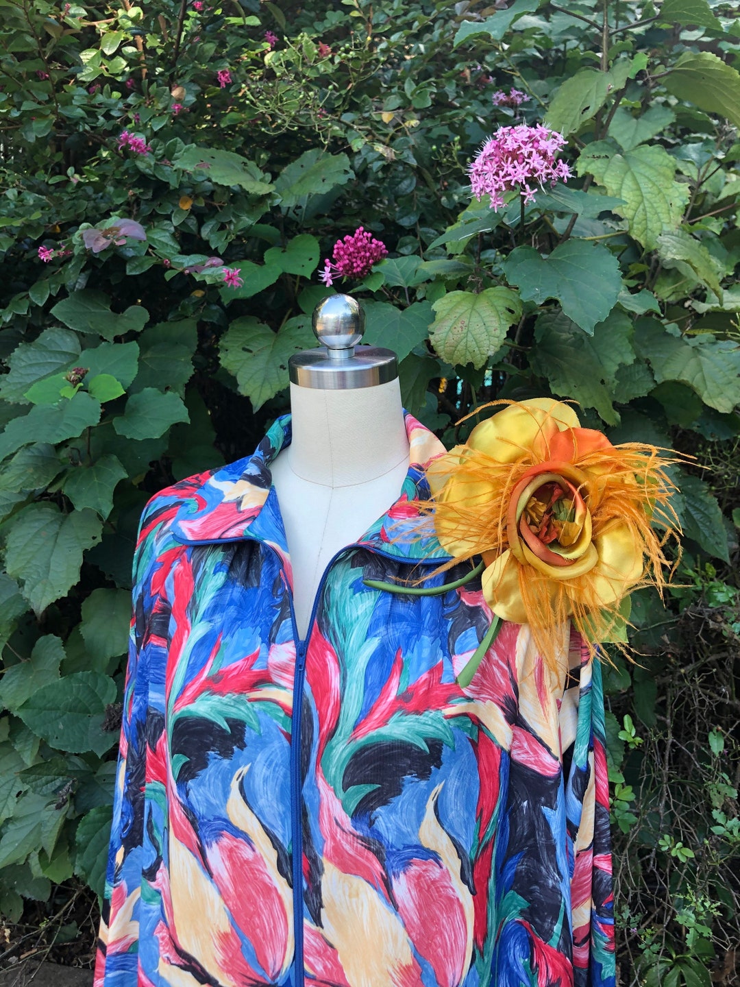 GORGEOUS 60's FLORAL Mumu/vintage Zip up Mumu Robe/60’s Colorful Zipper ...