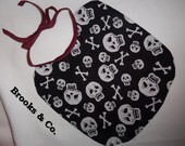Grimm Skull Baby Bib reversible adjustable, Tie Back Infant, Sisters Brothers, Sugar Skull, Crossbones Pirate, Costumes Childrens, Clothes