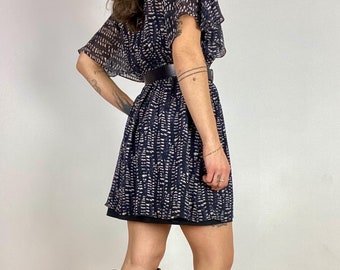 chinese dress ladies Zara Khaki Linen Blend V-neck Short Puff Sleeve Tiered Mini Babydoll D   Brie