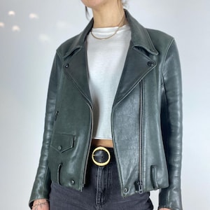 Acne Studios レザージャケット | ヴィンテージ Acne Mapplethorpe マットグリーン ブラック レザー バイカー ジャケット XS