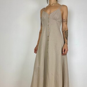 Beige Linen Dress | Minimal Natural Linen Blend Button up Dress Zara  Minimal Tank Dress Boho Dress Small - Etsy