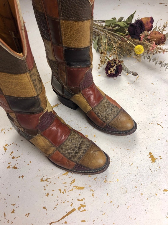 Leather Patchwork Boots | Vintage 70s Patchwork We