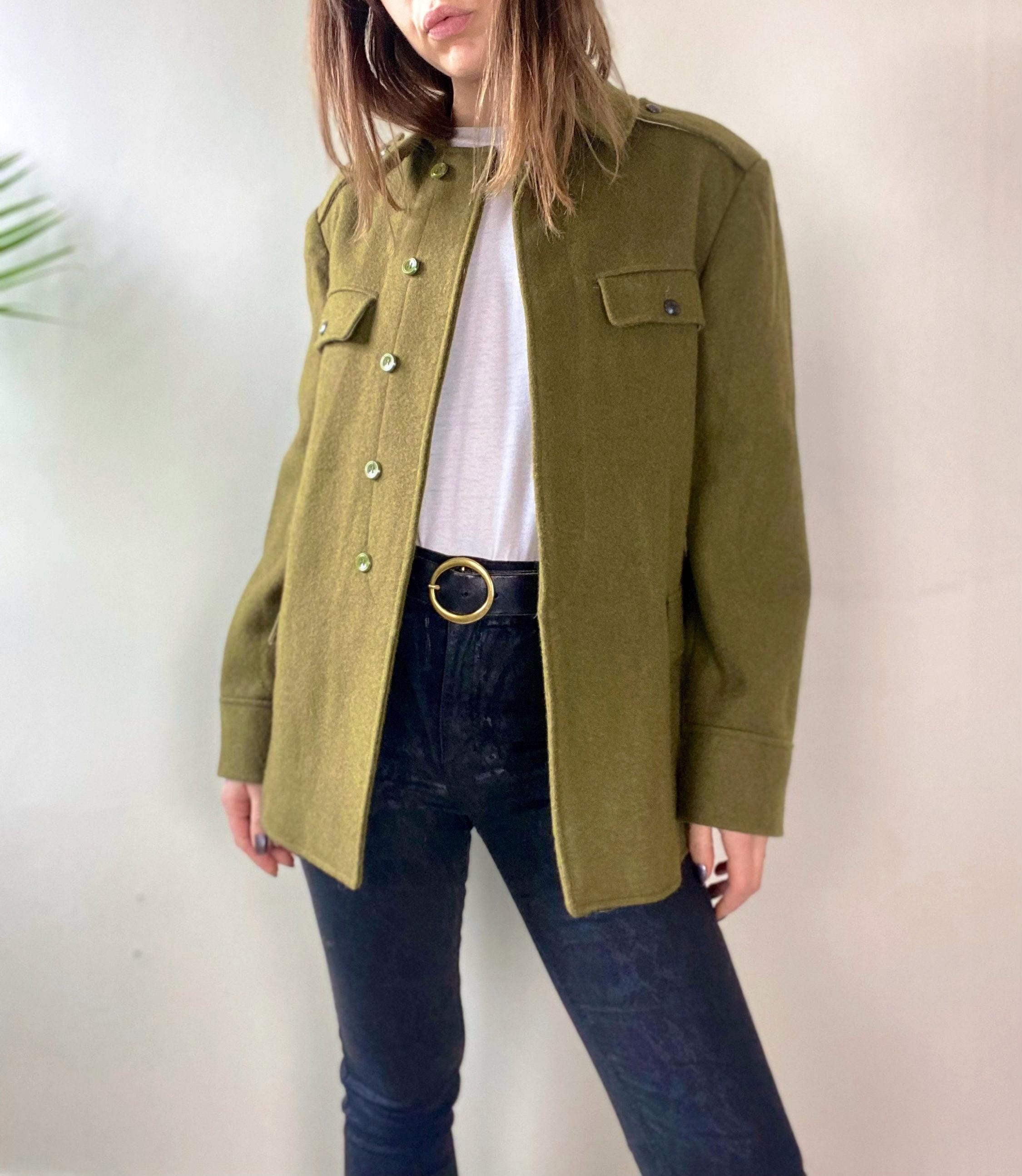 Green wool military coat hot sale