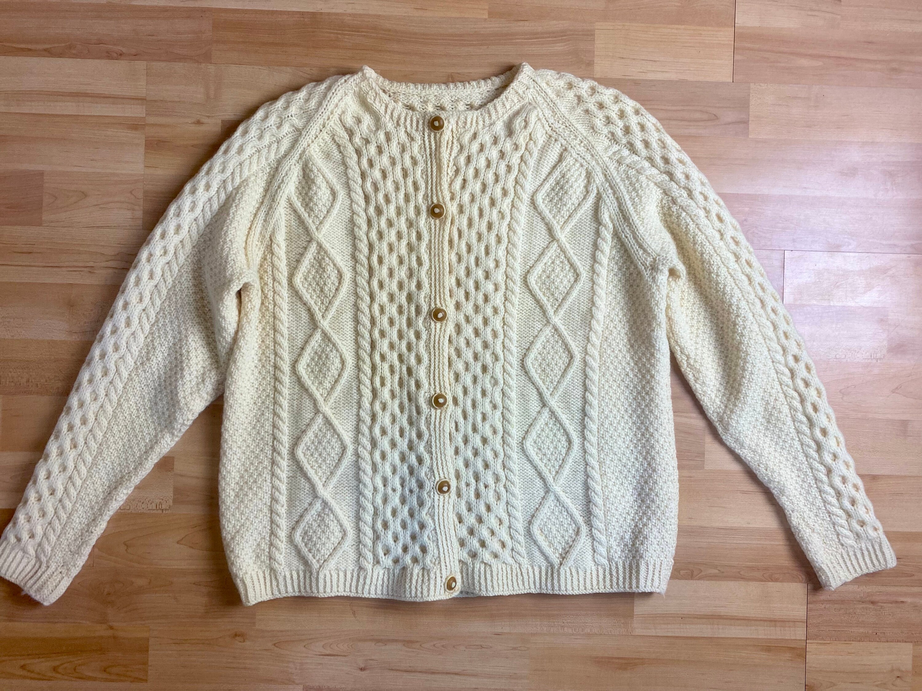 Chunky Cable Knit Cardigan | Vintage 90s Simple Chunky