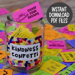 Kindness Confetti® Inspirational Cards Set 1 - Carte di gentilezza - Diffondi gentilezza - Carte di ispirazione e incoraggiamento con affermazioni stampabili