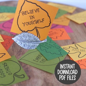 Foglie di gentilezza, gratitudine, biglietti con messaggio positivo, biglietti per il pranzo, biglietti di ispirazione, la gentilezza è importante, biglietti di complimenti, ringraziamento