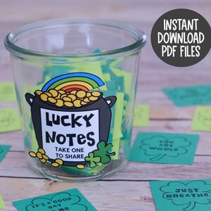 Shamrocks confettis de gentillesse - Cartes de gentillesse imprimables Notes porte-bonheur - Cartes inspirantes pour répandre de la gentillesse comme des confettis
