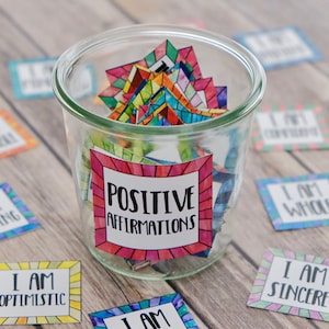 Affirmation Cards for Positive Thinking and Self Care, Coping and Calming Cards, Care Package, Coloring, Inspiration image 1