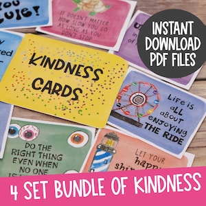 Freundlichkeitskarten und Lunchbox-Notizen 4er-Set BUNDLE: zur Verbreitung absichtlicher Taten der Freundlichkeit und Inspiration