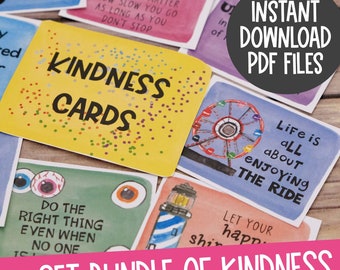 Kindness Cards 4-Set Bundle: Inspirational Lunch Box Notes (Digital Download)