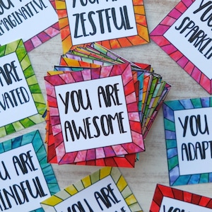 Inspirujące karty zachęty YOU ARE | Notatki do LunchBox dla dzieci | Karty komplementów miłości do siebie dla pozytywnego myślenia i poczucia własnej wartości