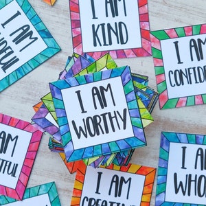Affirmation Cards for Positive Thinking and Self Care, Coping and Calming Cards, Care Package, Coloring, Inspiration image 2