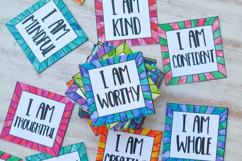 Affirmation Cards for Positive Thinking and Self Care, Coping and Calming Cards, Care Package, Coloring, Inspiration image 2