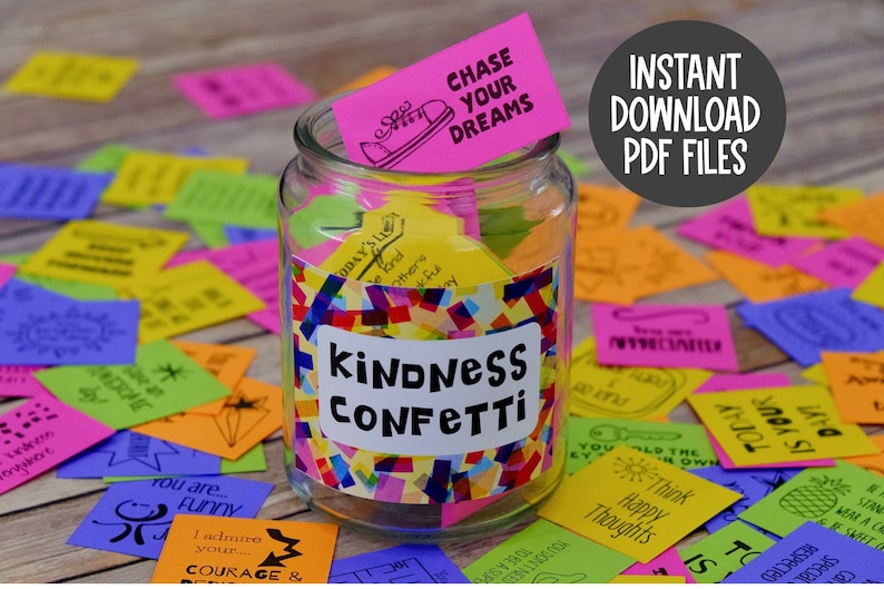 Kindness Confetti® Inspirational Cards Set 1 Kindness Cards Spread Kindness Be Kind Printable Cards Acts of Kindness image 1