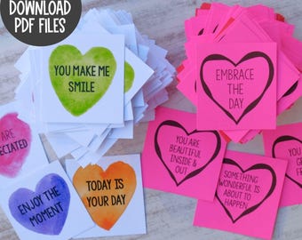 Carte del cuore della gentilezza: affermazioni motivazionali, San Valentino (download digitale)