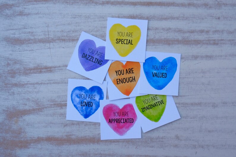 Kindness Hearts Inspirational Cards Printable | Etsy