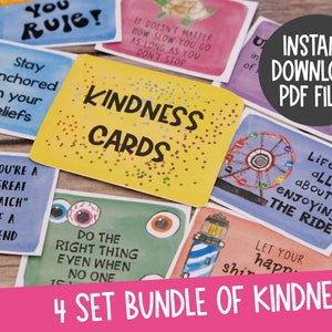 Printable Kindness Cards and Lunch Box Notes 4 Set BUNDLE: for Spreading Intentional Acts of Kindness and Inspiration image 1