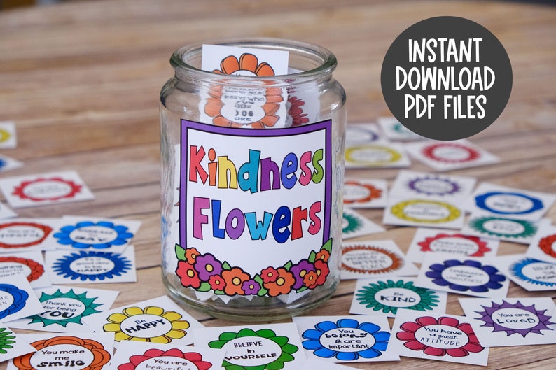 Kindness Flowers Inspirational Messages Lunch Box Notes and - Etsy