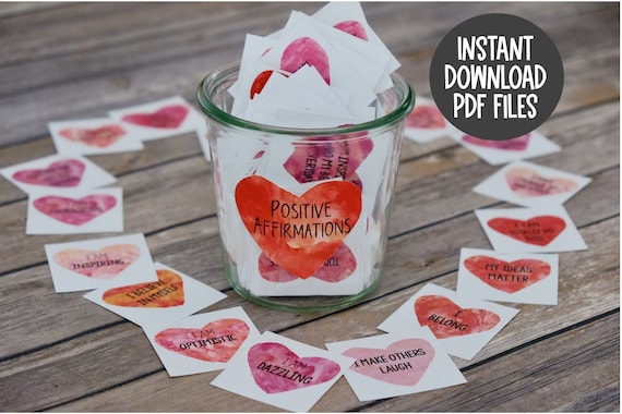 Heart Affirmation Cards: Printable Self-Care & Kindness (PDF)