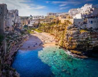 Beach, Polignano a Mare, Puglia, Italy.FREE SHIPPING- Canada-US! Art photography,Wall art,Decorative art, print, wall decor, photograph.