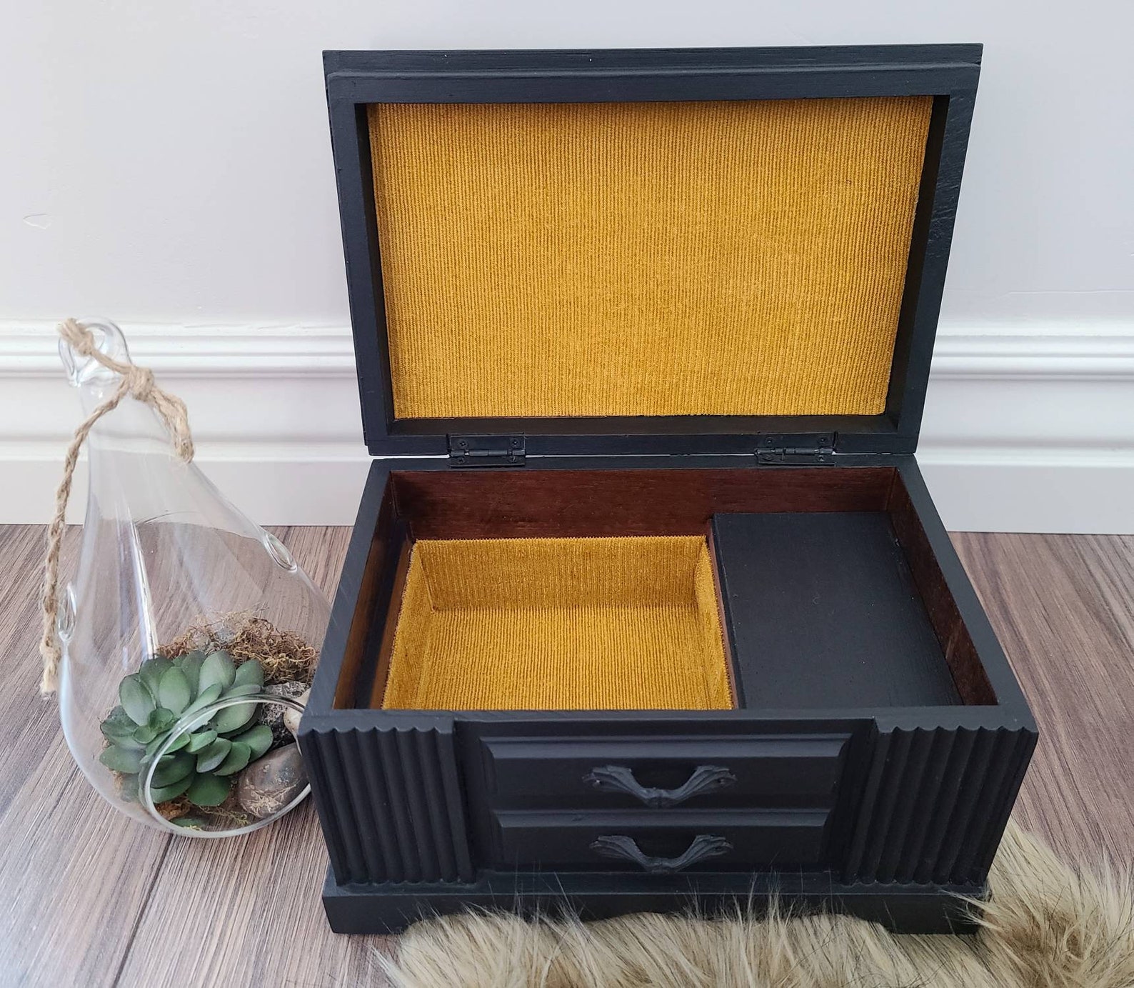 CLEARANCE MOVING SALE Matte Black Jewelry Box hand painted Etsy