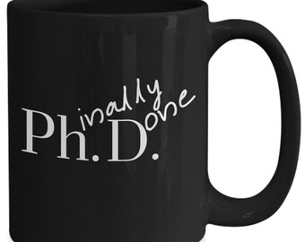 Taza de graduación de doctorado "Joder, ya está", regalo divertido para doctorandos