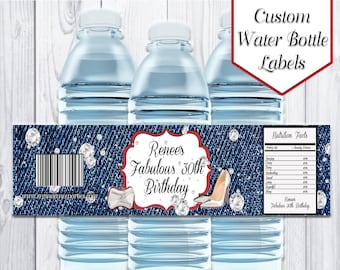 Denim & Diamonds Water Bottle Labels | Denim Birthday | Denim and Diamond Labels | Denim and Diamond Party Favors | Denim Party | Printable