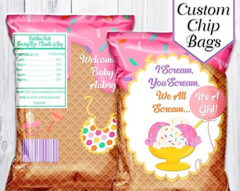 Ice Cream Chip Bag | Baby Shower | Birthday Party | 1st Birthday | Treat Bags | Favor Bags | Ice Cream Party Favors | Ice Cream Printables