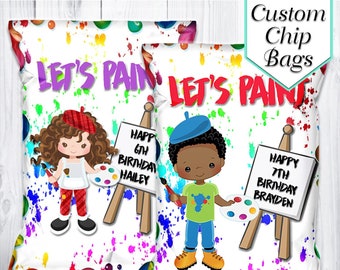 Paint Party Theme Chip Bags | Paint Theme Birthday Party | Paint Party Favor Bags | Paint Party Treat Bags | Paint Birthday Party Printable