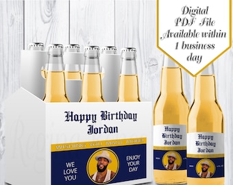Happy Birthday Beer Bottle and Carrier Labels | Birthday Gifts| Dad | Father | Beer Label | Bottle Label | Party Favor | Printable | Digital
