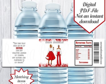 Sisterhood Theme Water Bottle Labels | Sisterhood Water Bottle Labels | Sorority Favors | Sisterhood Favors | Sorority Gifts | Printable