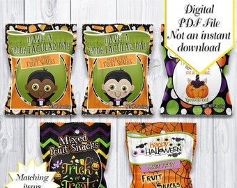 Halloween Fruit Snacks | Halloween Candy | Halloween Favors | Halloween Party | Halloween Treats | Halloween Printables | Wrappers | Digital