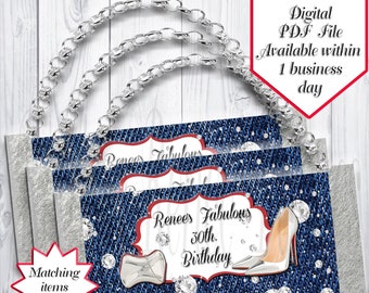 Denim & Diamonds Theme Candy Bar Wrappers  | Denim Theme Birthday | Denim and Diamond Favor | Denim and Diamond Party | Printable | Digital