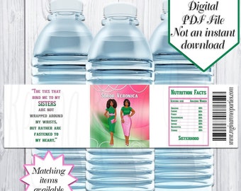 Sisterhood Theme Water Bottle Labels | Sorority Water Bottle Labels | Sorority Favors | Sisterhood Favors | Sorority Gifts | Printable